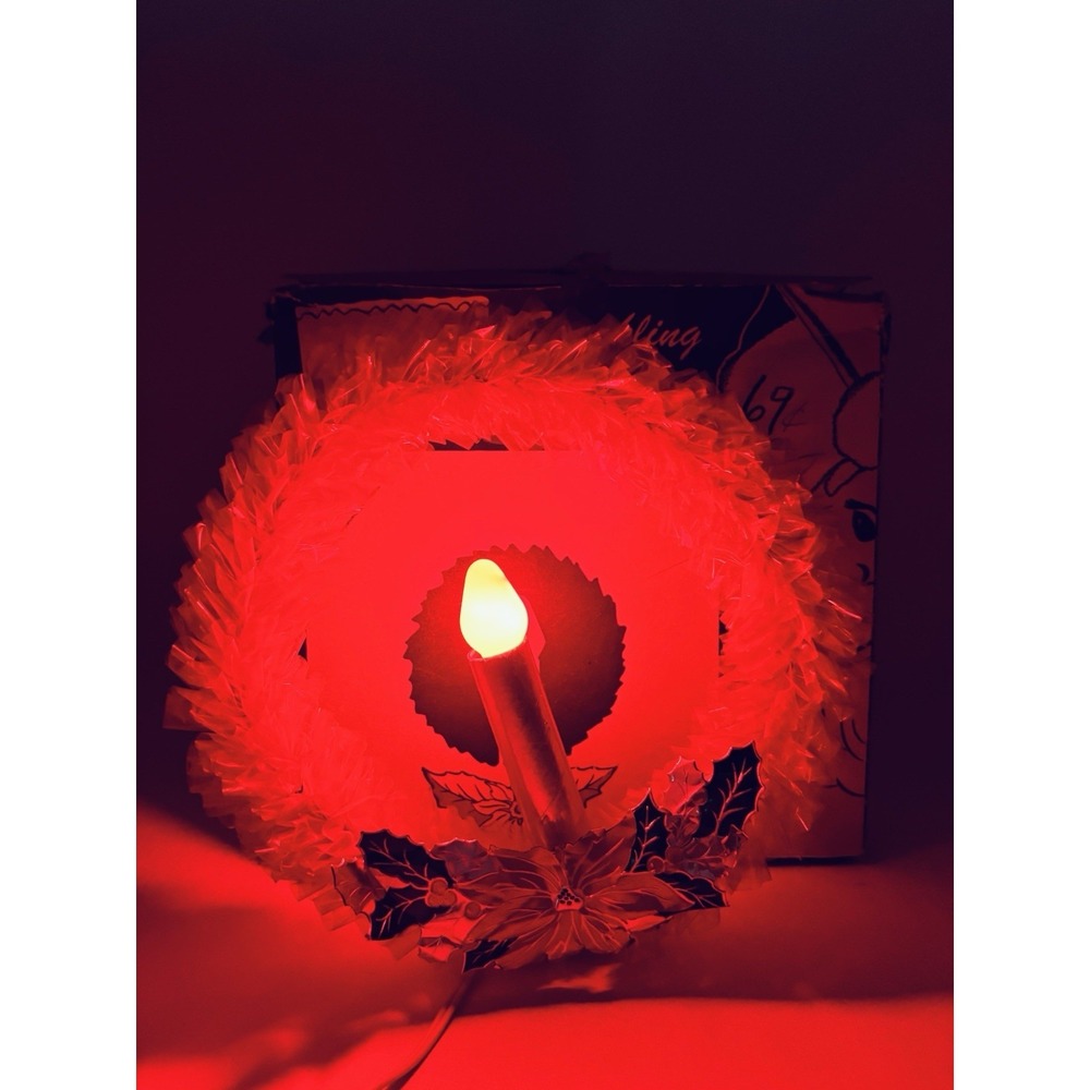 Vintage Good-Lite Electric Wreath of Red Sparkling Cellophane Light Christmas‎
